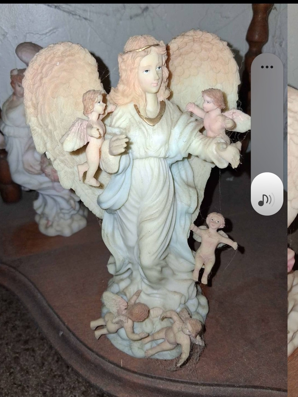 Seraphine Cream and Pink Guardian Angel Figurine with Cherubs